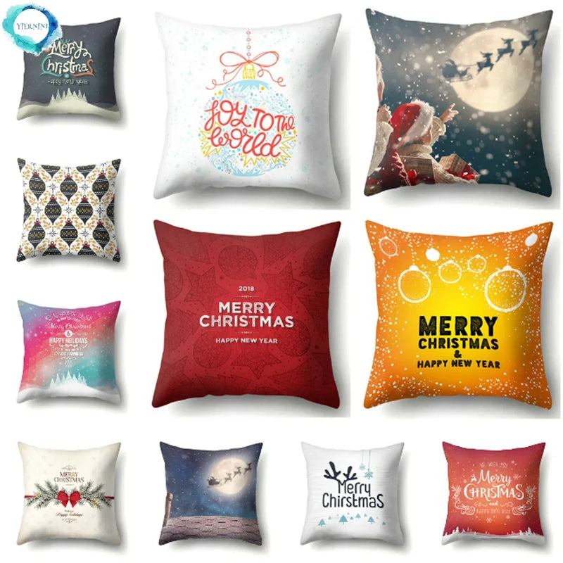 Axyaa Christmas Santa Claus Print Pillow Cover 45X45CM