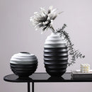 Axyaa Ceramic Vase: Black & White Color-Blocked Flower Arrangement, Desktop Display