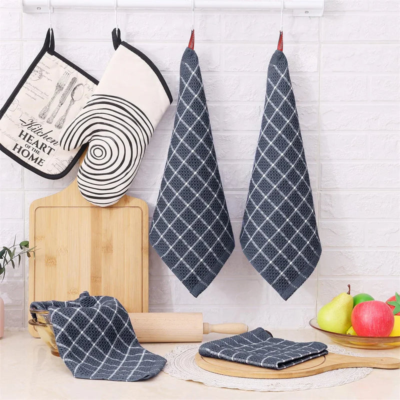 Axyaa Kitchen Towels: Absorbent Honeycomb Cleaning Cloth Set for Dishes, Tableware & Glass