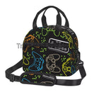 Compact Colorful Joystick Game Lunch Bag by Axyaa - Shoulder Strap, Reusable Lunch Box for School & Work