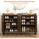 Axyaa 24 Pair Shoe Storage Cabinet, Rattan Doors, 6-Tier Farmhouse Style