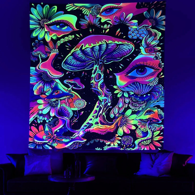 Axyaa Fluorescent Tapestry: Astronaut UV Wall Hanging for Independent Room Aesthetics