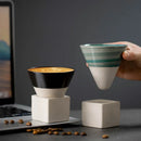Axyaa Hand-Painted Ceramic Espresso Coffee Cup Set with Base.