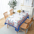 Axyaa Waterproof Rectangular Tablecloth for Coffee Table - Independence Day Flower Print