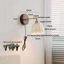 Axyaa Ceramic LED Wall Lights Wood Base Copper Rotate Bedside Lamp Sconce