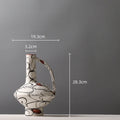 Axyaa Geometric Graffiti Pattern Ceramic Vase with Handle for Home Decor