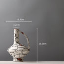 Axyaa Geometric Graffiti Pattern Ceramic Vase with Handle for Home Decor