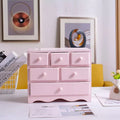 Axyaa Pink Wood 3 Drawer Makeup Organizer for Cute Bedroom Decor