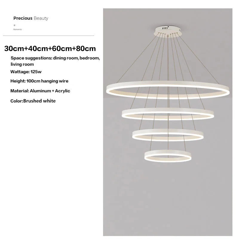 Axyaa Black LED Ring Chandelier Ceiling Light, Modern Circular Pendant for Kitchen, Living, and Dining Rooms.