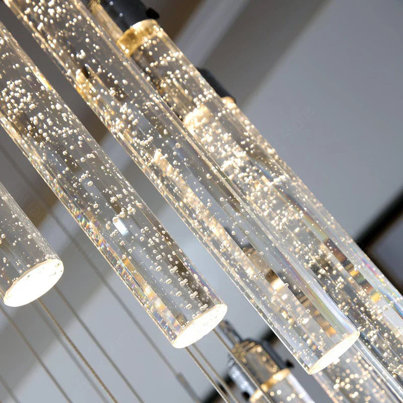 Axyaa Deluxe Crystal Chandelier: Modern Living Room LED Lamp Gold Attic Lighting