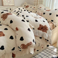 Axyaa Lace Printed Milk Fleece 4-Piece Set - Winter Coral Fleece