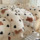 Axyaa Lace Printed Milk Fleece 4-Piece Set - Winter Coral Fleece