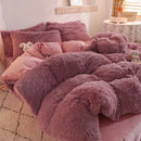 Axyaa Plush Pink Mink Velvet Queen Bedding Set with Sheets