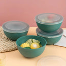 Axyaa Dark Green Plastic Bowls with Lids - Set of 6