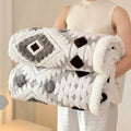 Axyaa Double Layer Geometric Jacquard Fleece Blanket: Thick & Warm Sofa Throw for Autumn/Winter