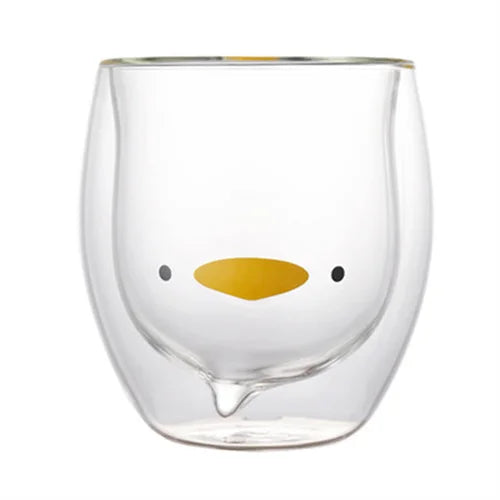 Axyaa Animal Design Double Wall Glass Mug - Perfect Gift