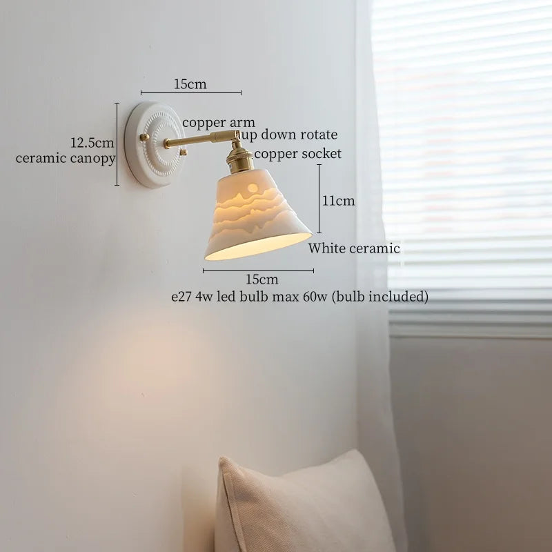 Axyaa Ceramic LED Wall Lamp for Bedroom & Bathroom with Pull Switch