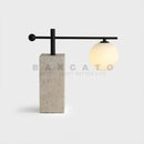 Axyaa Yellow Travertine Desk Lamp: Modern LED Table Light for Living Room.