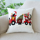 Axyaa Christmas Embroidered Pillow Cover - Canvas Letter Decor Pillowcase