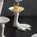 Axyaa High Foot Ceramic Goose Feet Dim Sum Plate for Molecular Cuisine