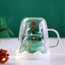 Axyaa Double Layer Christmas Star Wish Glass Mug with Lid