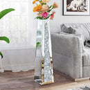 Axyaa Silver Crushed Diamond Floor Vase: Stylish Crystal Mirrored Decor for Living Room