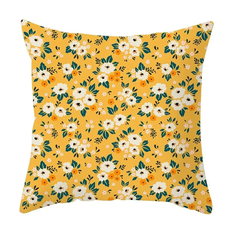 Axyaa Yellow Floral Geometric Pillowcase for Home Decor