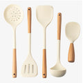Axyaa Silicone Utensils Set with Wooden Handle, Non-stick Spatula Cookware Kit