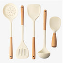 Axyaa Silicone Utensils Set with Wooden Handle, Non-stick Spatula Cookware Kit