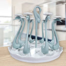 Axyaa Cup Holder Rack: Rotatable Swan-Shaped Bottle Dryer & Storage for Countertop