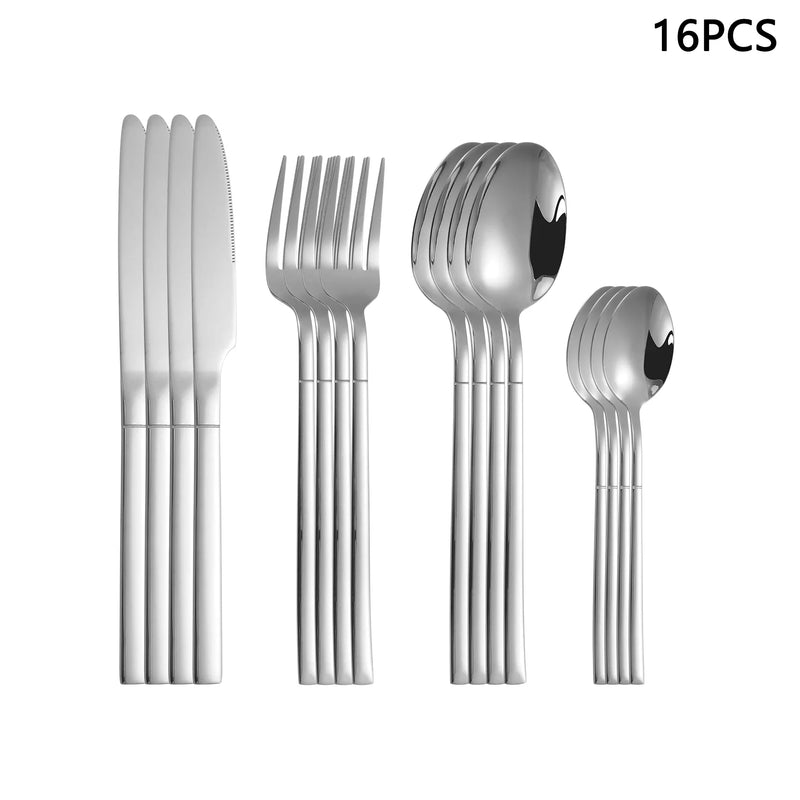 Axyaa Silver Stainless Steel Tableware Set for Home and Hotel Dining