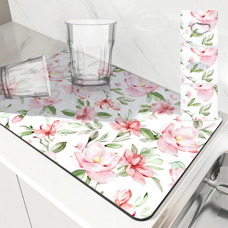 Axyaa Quick Dry Mat with Non-Slip Rubber Backing for Absorbent Draining