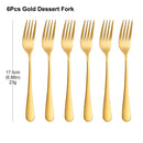 Axyaa Gold Dessert Fork Set Stainless Steel Coffee Ice Cream Cake Forks Black Cutlery