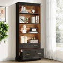 Axyaa 5-Shelf File Cabinet Bookcase, 72" White, Free-Standing Wood Display Storage