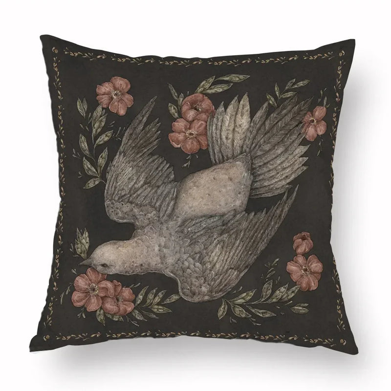 Axyaa Retro Flower Fox Pillowcase in Peach Skin Velvet.