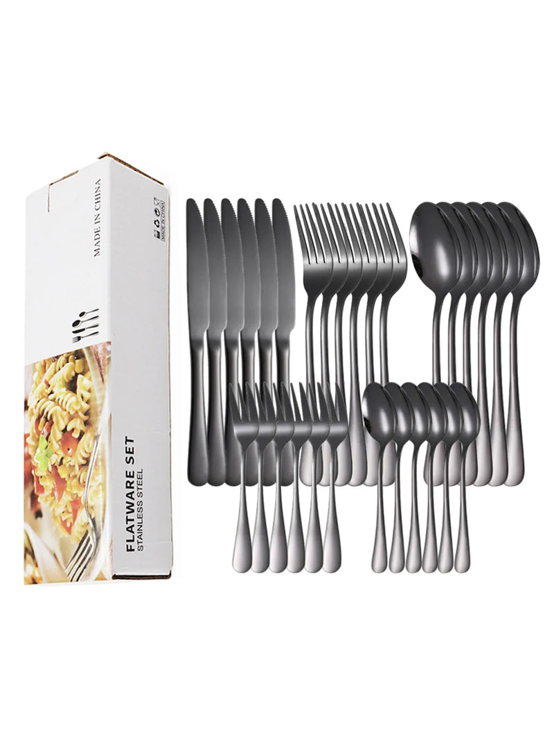 Axyaa 30-Piece Stainless Steel Colorful Cutlery Set
