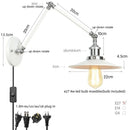 Axyaa Industrial Lens Vintage Loft Wall Lamp with Swing Arms and Pull Chain Switch