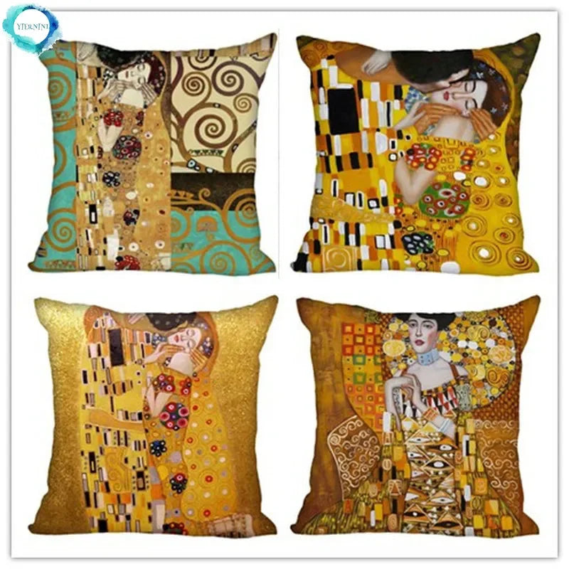 Gustav Klimt Printed Polyester Pillowcase for Home Sofa by Axyaa