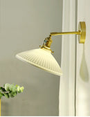 Axyaa Retro Ceramic Brass Wall Sconce Lamp with Adjustable Light Direction