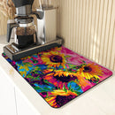 Axyaa Kitchen Absorbent Mat: Oil Painting Antiskid Draining Coffee Dish Drying Mat