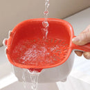 Axyaa 2-in-1 Drain Basket & Fruit Cleaner: Double-layer Kitchen Storage Box with Handle