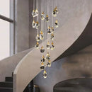 Axyaa Crystal Chandelier Stair Pendant Living Room Lighting