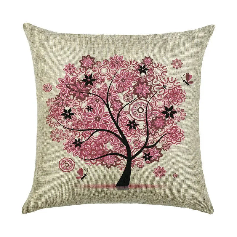 Axyaa Cartoon Pattern Linen Pillowcase - Home Sofa Decorative Cushion Cover