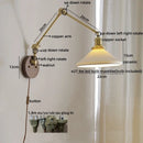 Axyaa Ceramic Copper LED Wall Lamps with Pull Chain Switch for Bathroom Bedroom Living Room