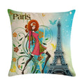 Axyaa Retro Bike Woman Linen Pillowcase 45*45cm Decorative Sofa Cushion Cover