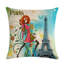 Axyaa Retro Bike Woman Linen Pillowcase 45*45cm Decorative Sofa Cushion Cover