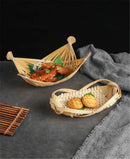Axya Bamboo Seafood Boat Basket - Handmade Japanese Sushi Plate & Tableware