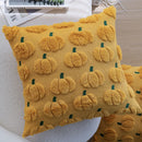 Axyaa Halloween Pumpkin Cushion Cover 45x45 Soft Plush Yellow Throw Pillow Case
