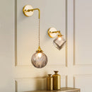 Axyaa Grey Glass LED Wall Lamps Bedroom Living Room Modern Copper Wandlamp