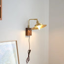 Axyaa Rotating LED Wall Light Fixture - Wood and Copper Bedside Lamp
